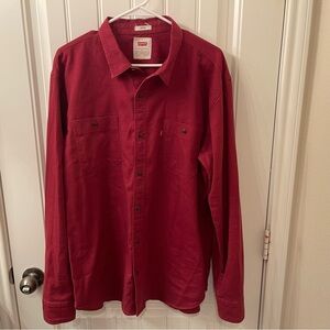 Levi's (Levi Strauss & Co) XL Men’s Red Stretch Long Sleeve Button Down Shirt